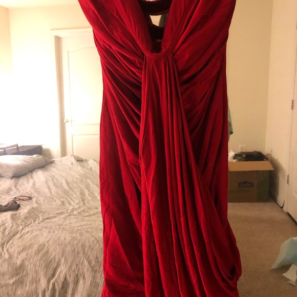 Bebe red drape mini dress xs - Picture 2 of 4